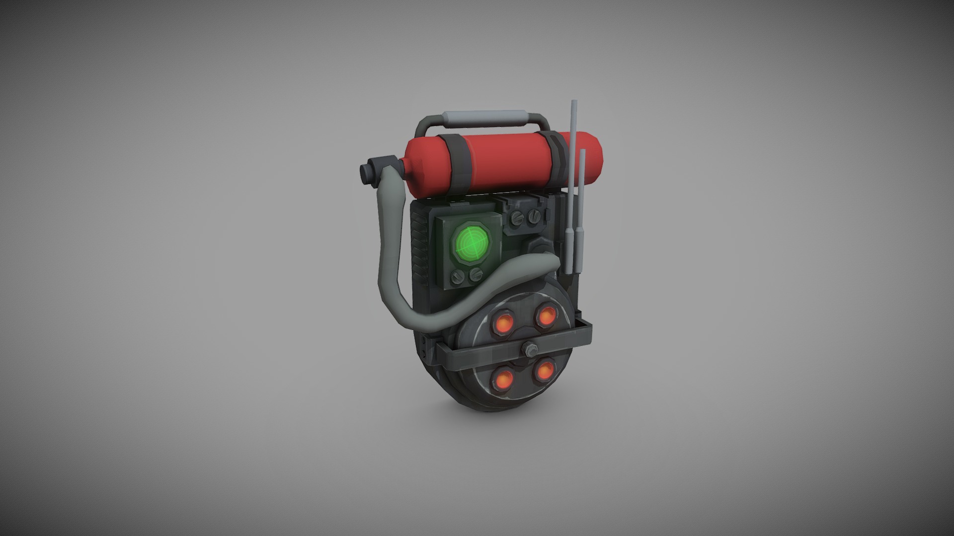 3D model TF2 Proton Pack - This is a 3D model of the TF2 Proton Pack. The 3D model is about a robot with a green light.