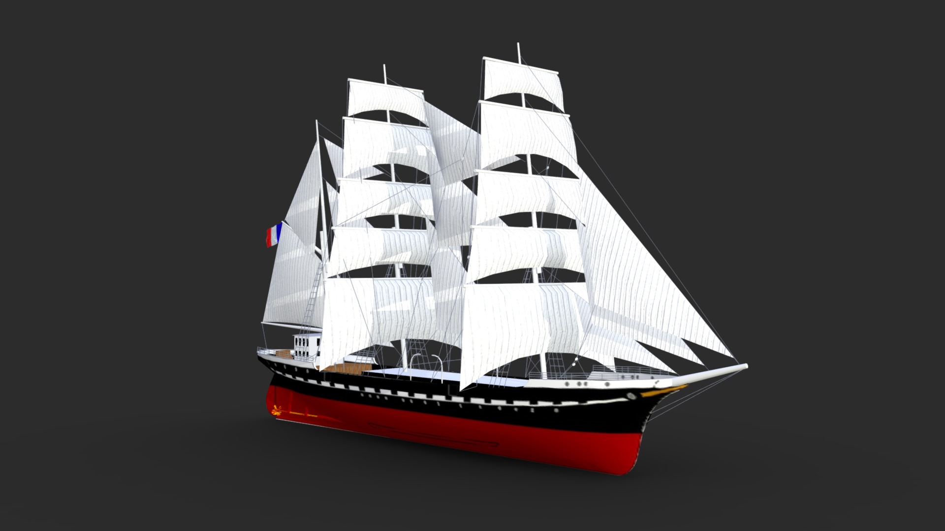 3D model Le Belem - This is a 3D model of the Le Belem. The 3D model is about a model of a ship.