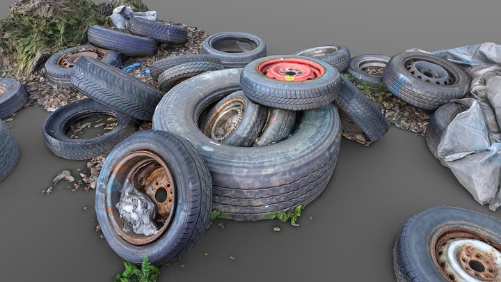 Tires trash heap - low poly from scan 3D Model