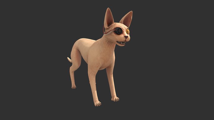 Cyborg Ugly Cat 3D Model