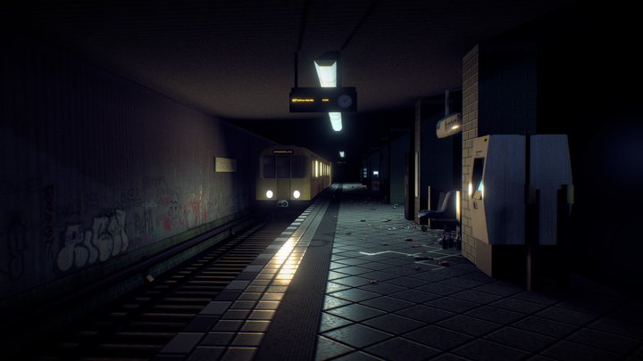 Lowpoly Berlin U-bahn Station 3D Model