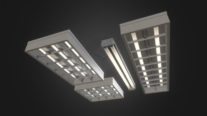 Fluorescent Light Fixtures - 4x 4096px² 3D Model