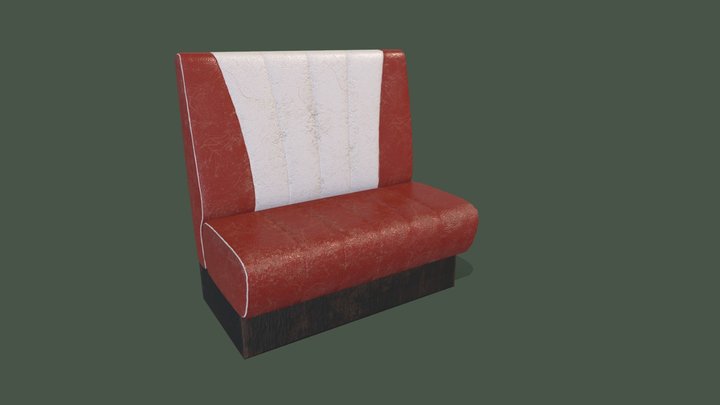 American Diner - Fixed Seating Bench (damaged) 3D Model
