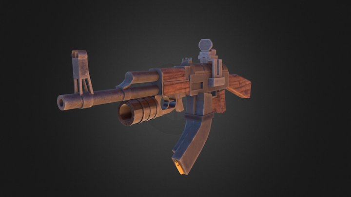Ak47 with attachments 3D Model
