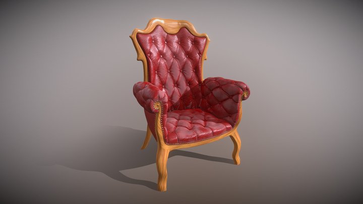 Red leather armchair 3D Model