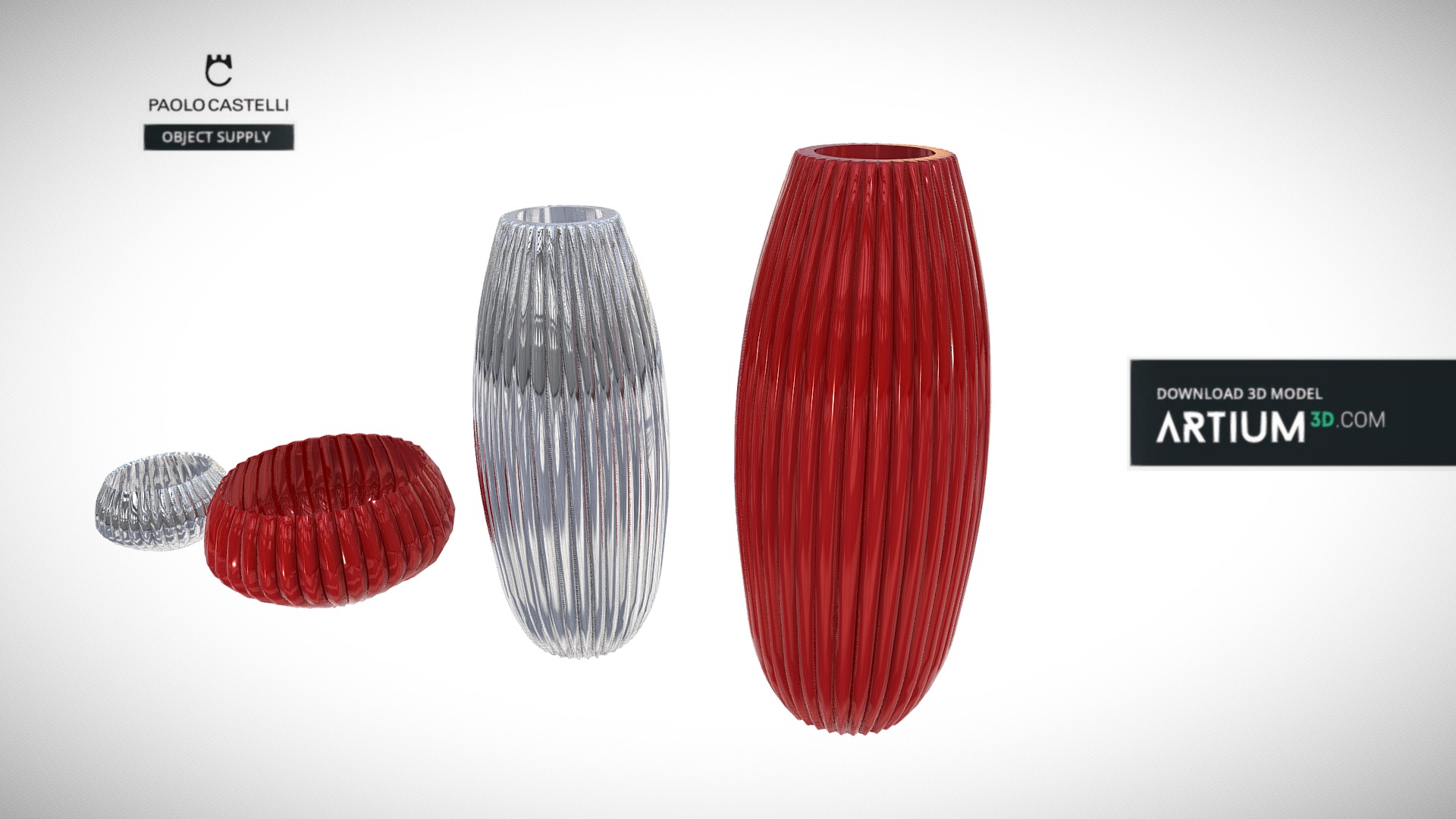 3D model Murano Vases from Paolo Castelli - This is a 3D model of the Murano Vases from Paolo Castelli. The 3D model is about a group of different colored vases.