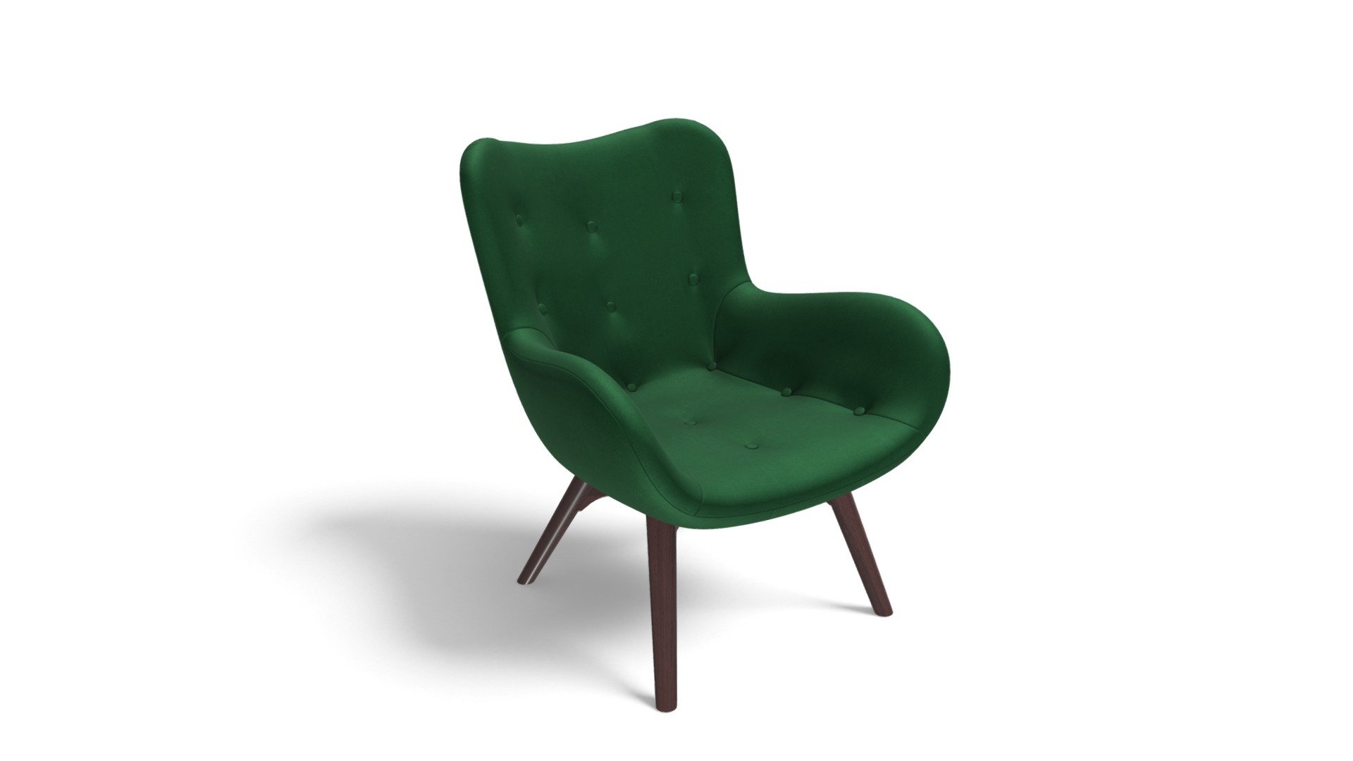 Doris Armchair,Green Velvet with Dark Wood Legs