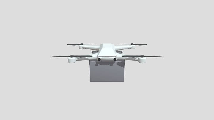 A delivery drone quadrocopter with a card box 3D Model
