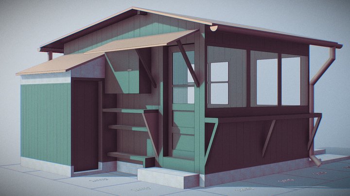Outdoor Wooden Kitchen 3D Model