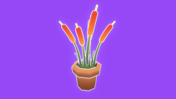 Stylized Cattail plant 3D Model