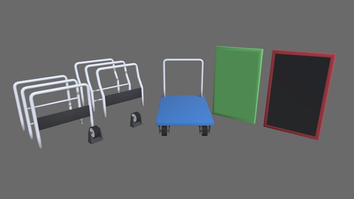 [Low Poly] Trolley Set 3D Model