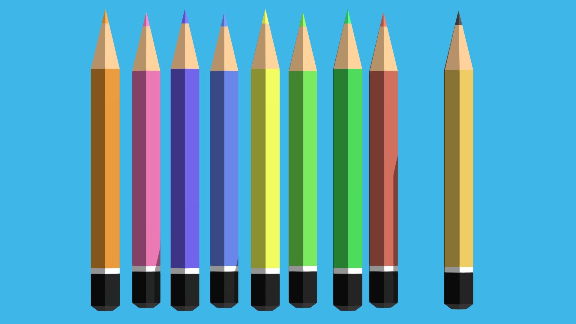 Low-Poly Pencils - 3D model by NMCs [2a1a2a0] - Sketchfab