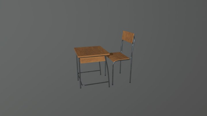 Japanese Classroom Chair 3D Model
