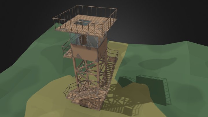 Low-poly Stylized Watchtower 3D Model