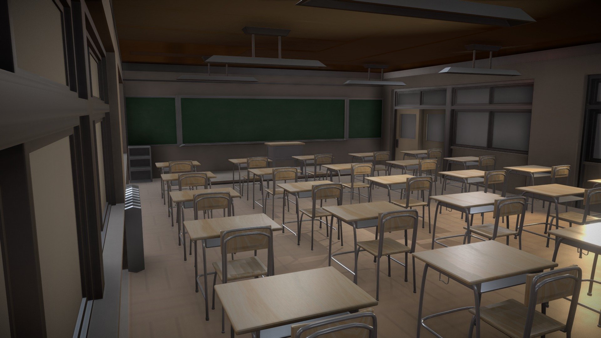 Japanese Classroom - Download Free 3D model by T I A N ...