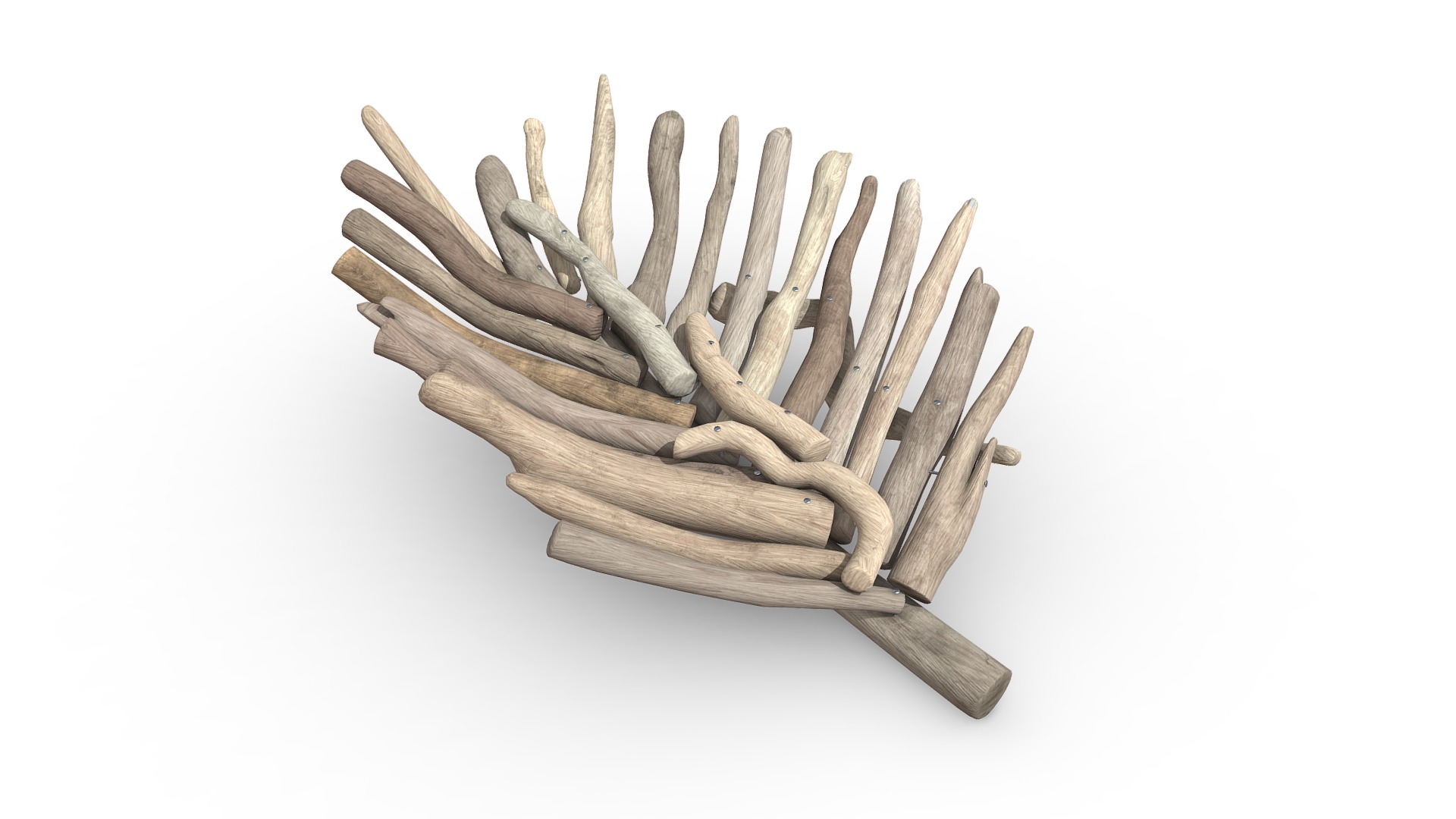 3D model Decorative driftwood leaf - This is a 3D model of the Decorative driftwood leaf. The 3D model is about a wooden hand made structure.