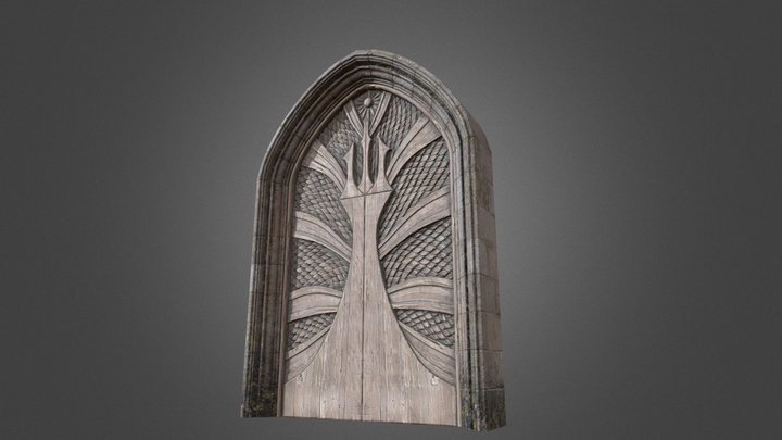 Medieval door - Wood & Stone, Low poly 3D Model