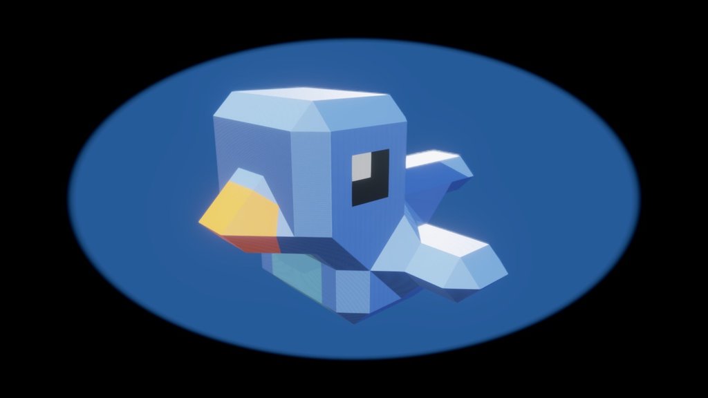 Cute low-poly Twitter bird character