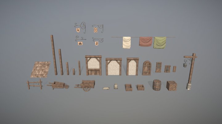 Modular Town Props 3D Model