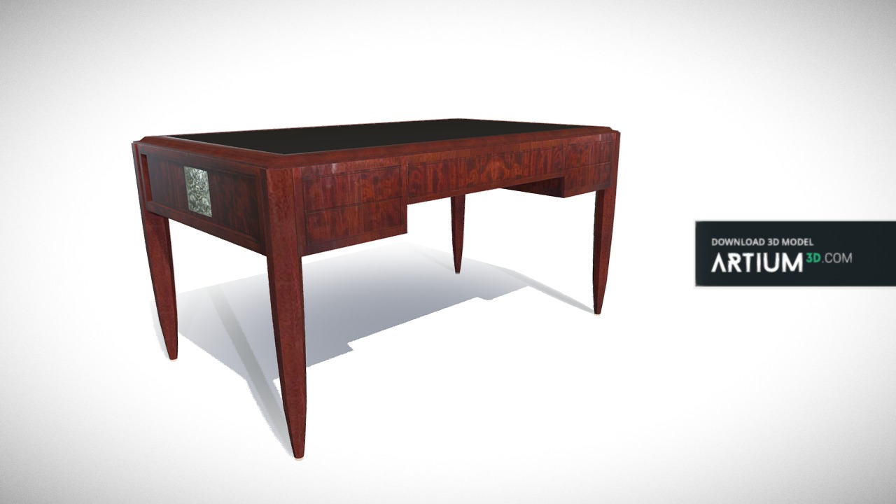3D model Writing desk – Art Deco 1920, France - This is a 3D model of the Writing desk – Art Deco 1920, France. The 3D model is about a table with a sign.