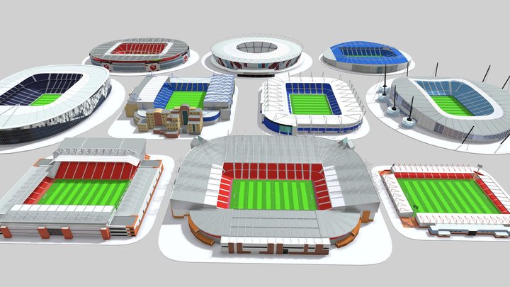 English League Stadiums Pack 3D 3D Model
