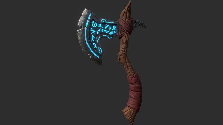 Old Runic viking axe 3D Model