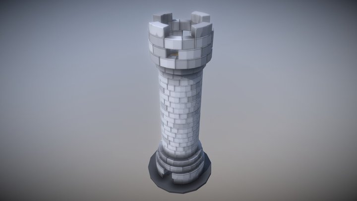 Tower Low Poly Rock and Block castle 3D Model