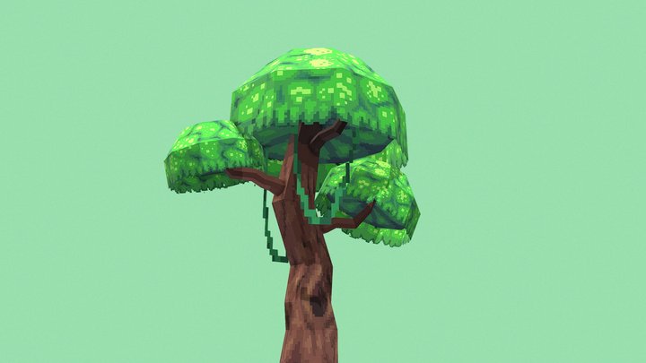 Lowpoly Pixel Tree 3D Model