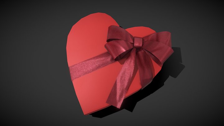 Heart gift box - low poly 3D Model