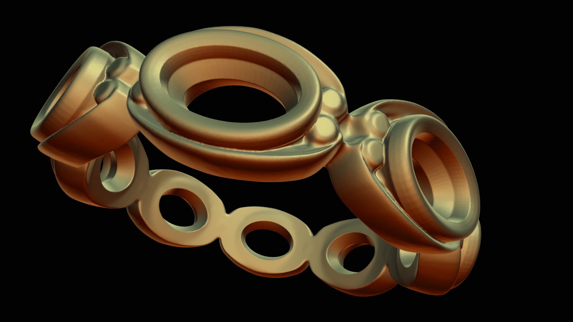 3D model Oval Gems Ring - This is a 3D model of the Oval Gems Ring. The 3D model is about a close-up of some rings.