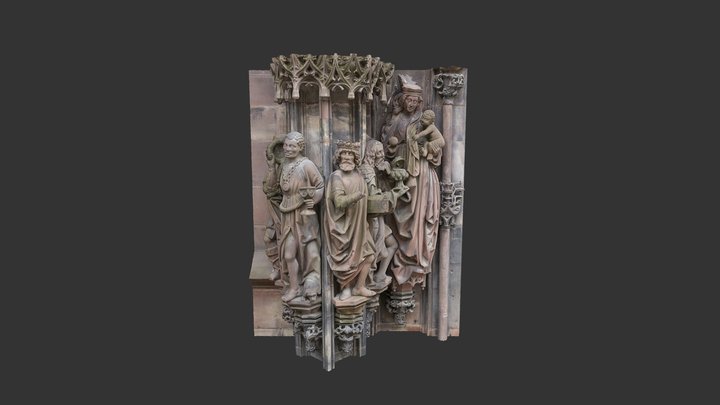 Portail St Laurent - Statues à gauche 3D Model