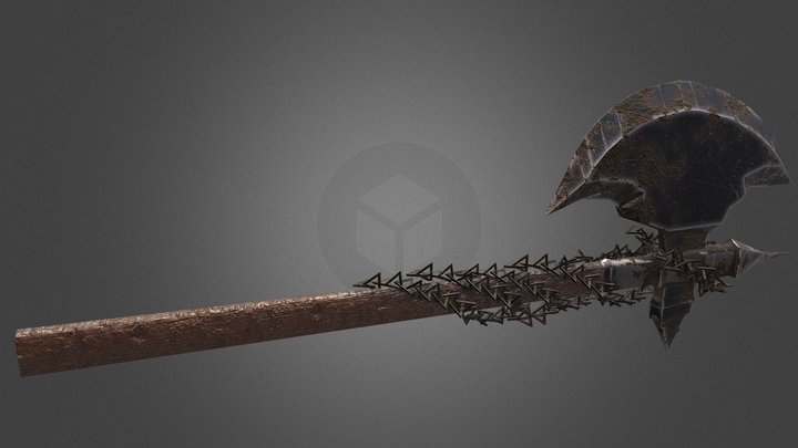 Old Rusted War Axe 3D Model
