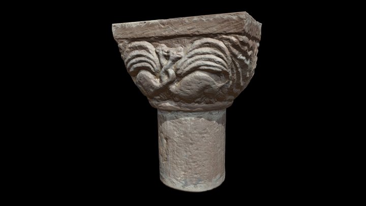 Capitel Románico con motivo animales fantásticos 3D Model