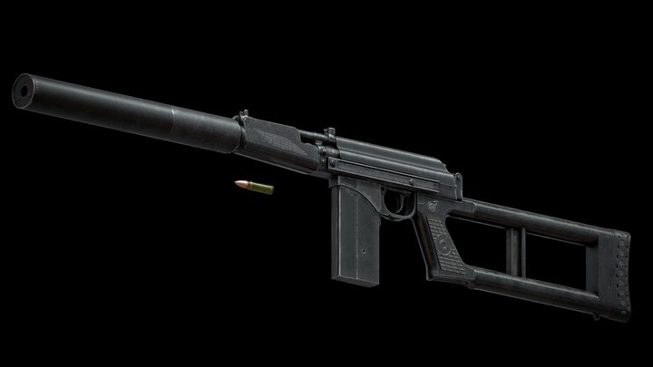 VSK-94/ВСК-94 Sniper Rifle Gameready Lowpoly 3D Model