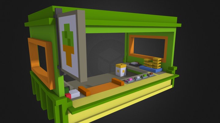 Ice Cream Stand with AO and Shadows 3D Model