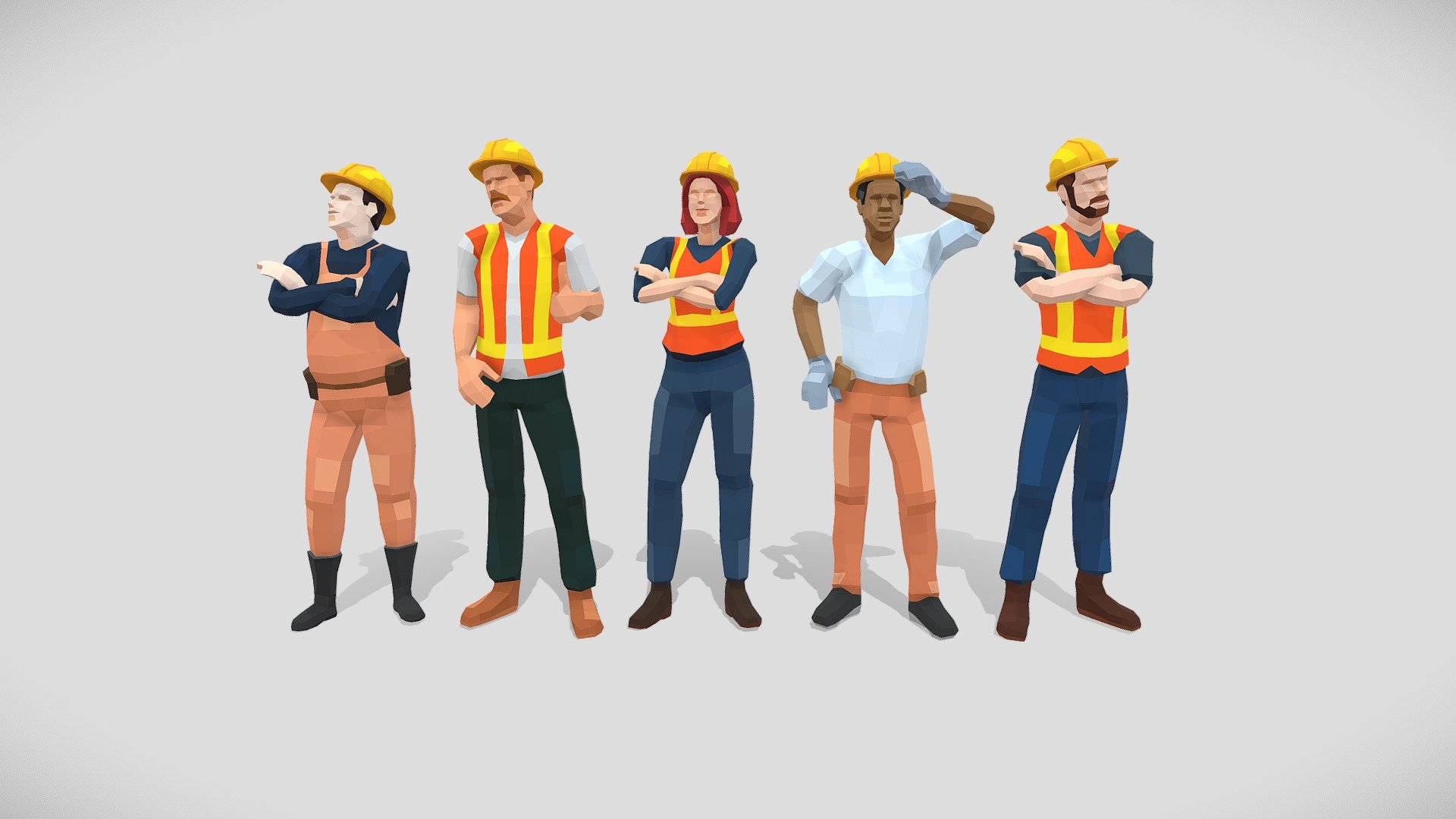 Low Poly Construction Workers Rigged Pack - Buy Royalty Free 3D Model ...