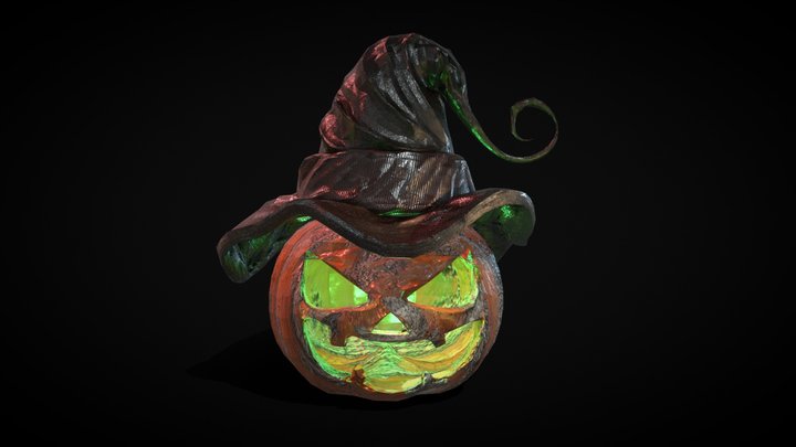 calabaza con gorro 3D Model