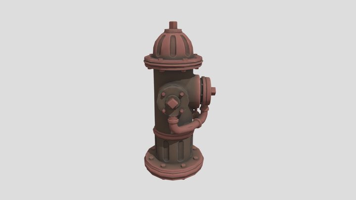 Stylized Red Fire Hydrant Low Poly Game Ready