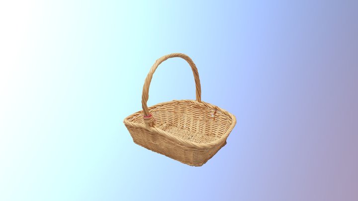 A Wicker Basket with a Handle 3D Model