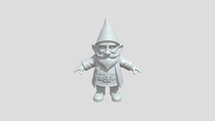 Garden gnome figurine with hat and beard 3D Model