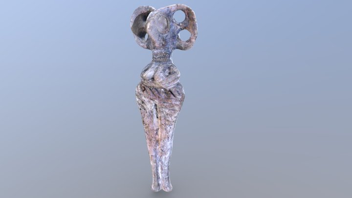 Clay Female Figurine Bird Head 1750BC-Game Ready 3D Model