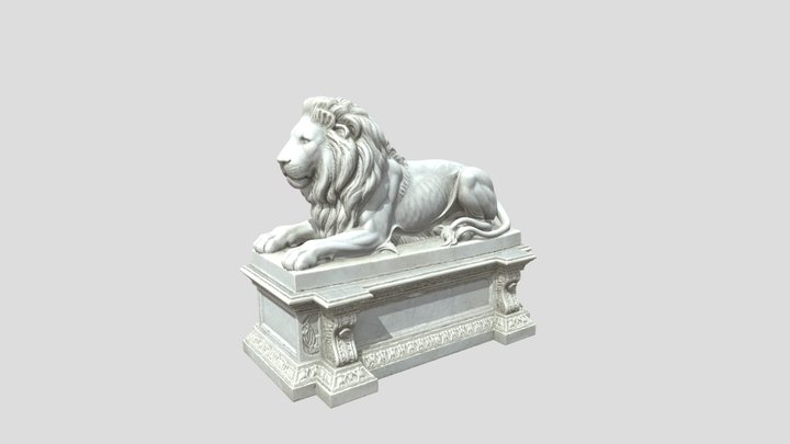 Lying Lion On Marble Pedestal – Modello 3D gratuito STL