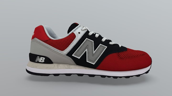 New Balance Sneaker Red White and Blue 3D Model