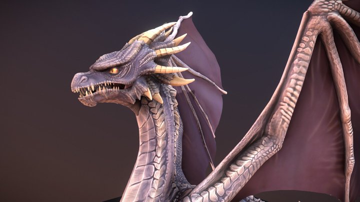 Stylize Purple Dragon 3D Model