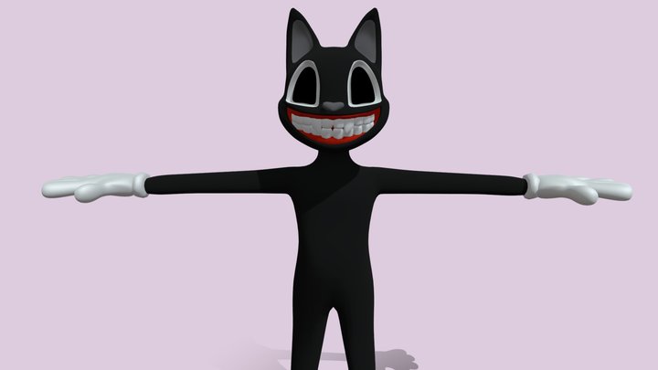 Horror Thrills Cartoon Cat 3D Model