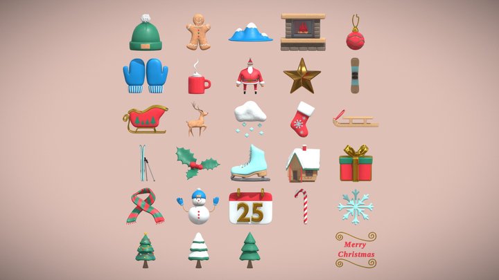 Winter / Christmas 3D models pack 3D Model