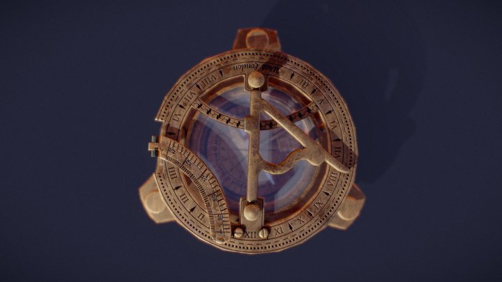 Nautical Sundial Compass - Game Ready Asset 3D Model