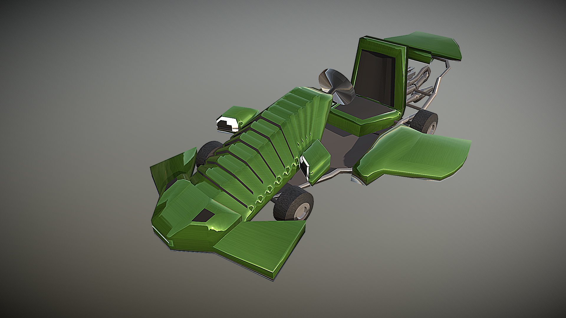 3D model Go Kart3 - This is a 3D model of the Go Kart3. The 3D model is about a green toy car.