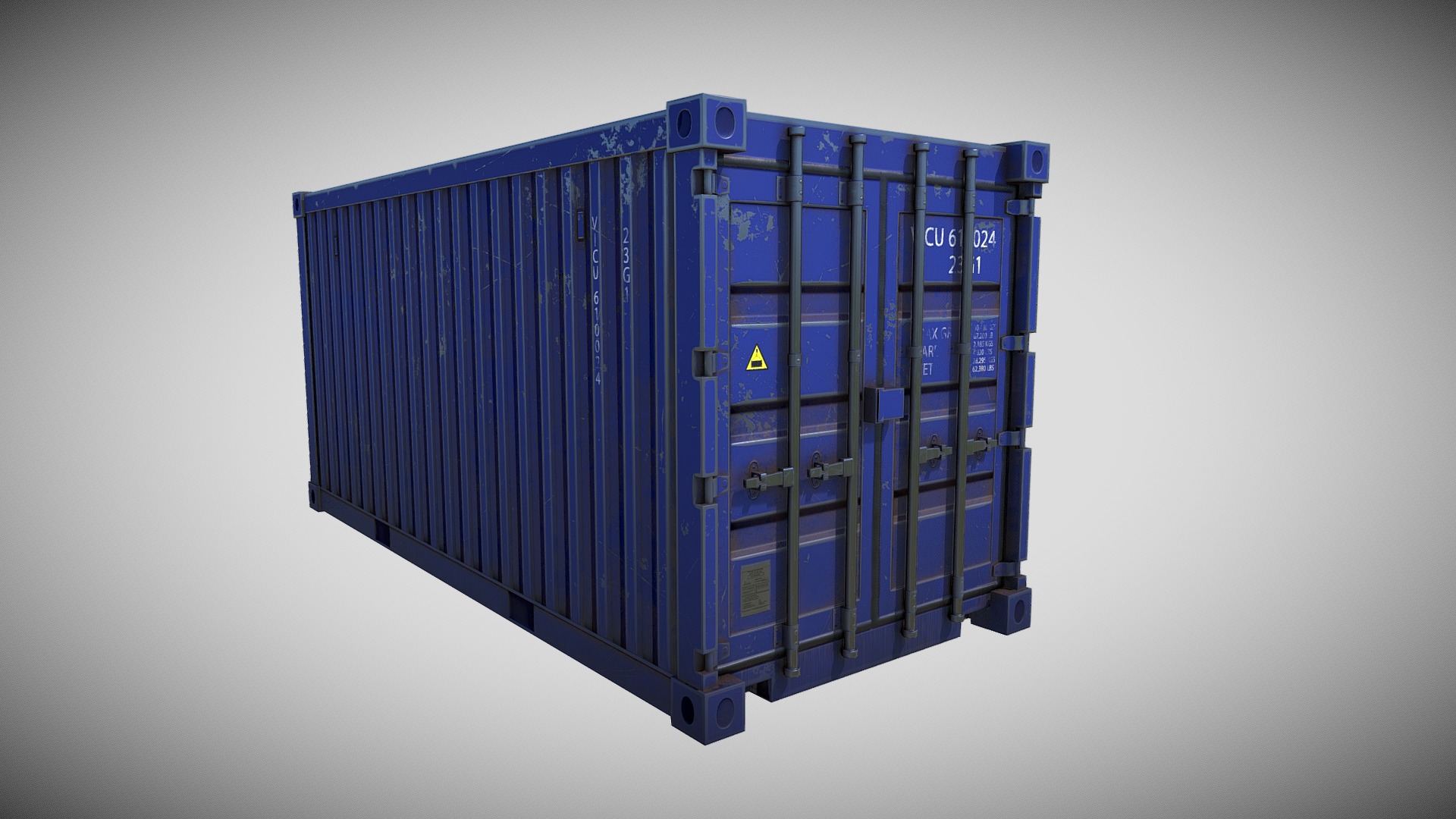 3D model 20ft Shipping Container - This is a 3D model of the 20ft Shipping Container. The 3D model is about a blue computer chip.