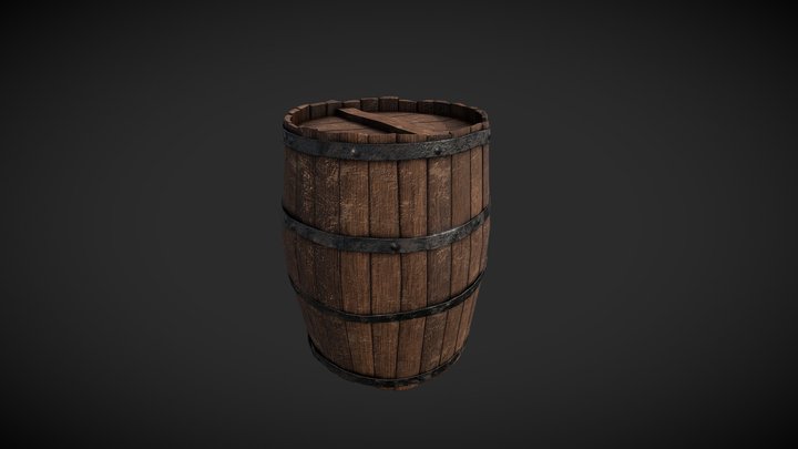 Old Wood Barrel - Vieux Tonneau en Bois 3D Model